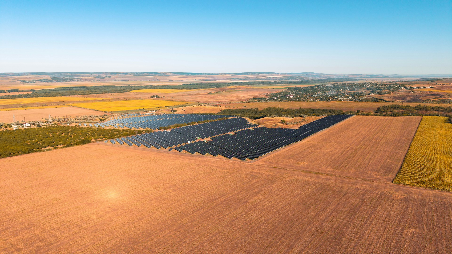 Solar panels in a field